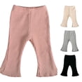thumbnail image 1 of Krdevn Girls Solid Ribbed Ruffle Hem Capri Flare Leggings 3-6 Months,Pink, 1 of 3