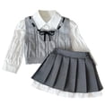 thumbnail image 1 of Krdevn Girls' Spring Autumn School Style Half Length Skirt Woolen Jacket and Shirt Set,Kids Outfit,6-7 Years, 1 of 7