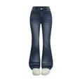 thumbnail image 1 of Krdevn Girls Stretch Flare Jeans Skinny Denim Pants Elastic Waist Soft Fabric Durable Stitching Comfortable Fashion Teen Casual Wear,Color:Blue,Size:6-7 Years, 1 of 4