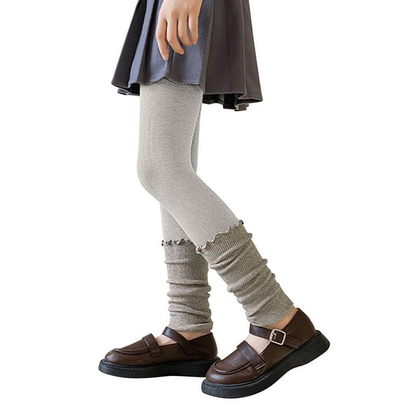 Krdevn Girls Stretchable Knit Pants Soft Casual Trousers for Everyday Play Comfortable Fit Elastic Waistband Durable Quality Wear,7-10 Years