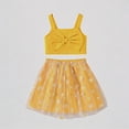 thumbnail image 1 of Krdevn Girls Summer Outfits Floral Print Sleeveless Dress with Bow Mesh Skirt Set Casual Playwear for Toddler Kids,6-7 Years, 1 of 8
