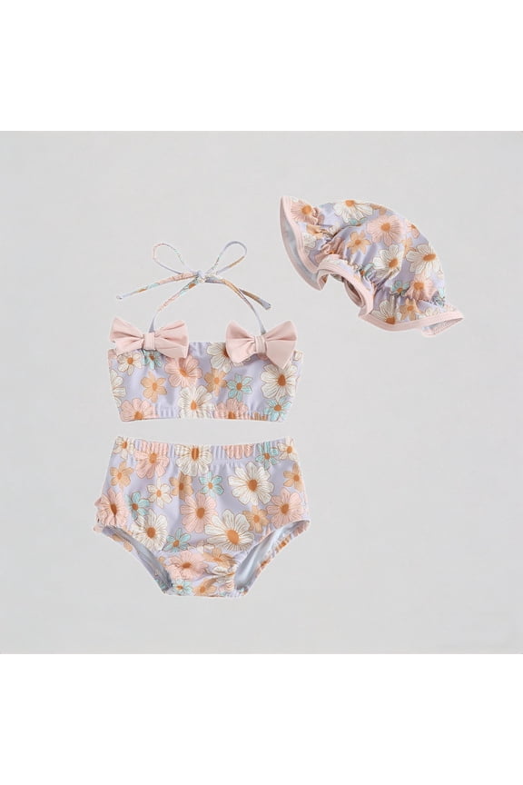 Girls Sun Swimsuit Long Sleeve with Guard Hat Summer Beach Pool Rash Guard Swimwear for Toddler Baby,Girls Swimsuits,6M