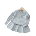 thumbnail image 1 of Krdevn Girls Sweater Outfit Set Cute Knit Cardigan with Skirt Toddler Fall Winter Clothes Soft Comfortable Two Piece Outfit for Baby Girls for Children,Kids Outfit,1-2 Years, 1 of 3