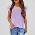 thumbnail image 1 of Krdevn Girls' T Shirts Wavy Sleeves Summer Crew Neck Short Sleeve Tops Casual Plain T Shirt for Girls,7-8 Years, 1 of 7