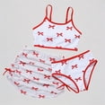 thumbnail image 1 of Krdevn Girls Three-Piece Swimsuit Set Bow Print Bikini Top & Bottom with Matching Mesh Cover Up Skirt,11-12 Years, 1 of 4