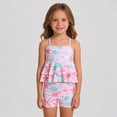 thumbnail image 1 of Krdevn Girls Two Piece Rash Guard Swimsuit Peplum Top Under the Sea Print Spaghetti Strap Swim Shorts UPF 50+ Summer Beach Pool Swimwear,5Y, 1 of 9
