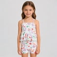 thumbnail image 1 of Krdevn Girls Two Piece Rash Guard Swimsuit Peplum Top Under the Sea Print Spaghetti Strap Swim Shorts UPF 50+ Summer Beach Pool Swimwear,6Y, 1 of 9