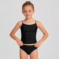 thumbnail image 1 of Krdevn Girls Two Piece Tankini Swimsuit Solid Triangle Contrast Trim Ruched Bodice Padded Cups Summer Beach Pool Swimwear For Teens,11-12 Years, 1 of 8