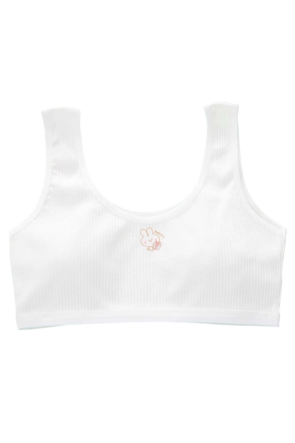 Girls Underwear - Girls' Adolescent Development Period Sports Vest Bra,Color:White,Size:8-12 Years
