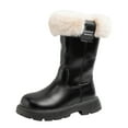 thumbnail image 1 of Krdevn Girls Winter Boots Lined Side Zip Thigh High Warm Comfortable Solid Color Snow Boots for Everyday Casual Wear,9-9.5 Years, 1 of 7