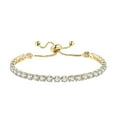 thumbnail image 1 of Krdevn Gold Plated Adjustable Slider Tennis Bracelet Round CZ Inlaid Box Chain Pull Clasp Stackable Wedding Party Women Wrist Jewelry, 1 of 7