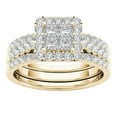 thumbnail image 1 of Krdevn Gold Plated Square CZ Bridal Ring Set Stackable Engagement & Wedding Band Matching Ring Jewelry Gift for Women, 1 of 1