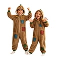 thumbnail image 1 of Krdevn Halloween Patchwork Scarecrow Hooded Zip Up Kids Onesie Costume Khaki,10-12 Years, 1 of 7