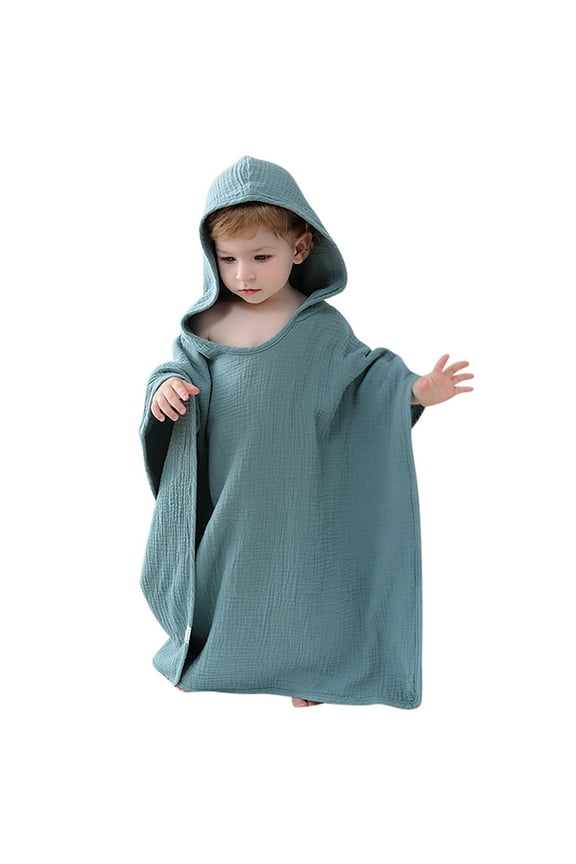 Hooded Baby Poncho Towel Muslin Bath Poncho for Toddler Kids Beach Poncho Towels,Kids Clothing,One Size