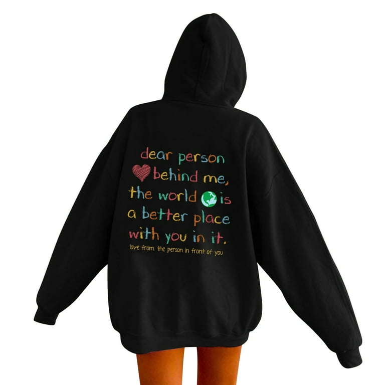 Krdevn Hoodies Hoodies For Women Word Graphic Sweatshirts For Women Vintage Hoodie Trendy Sweatshirts Kawaii Preppy Clothes Long Sleeve Sweatshirt Tops Color Black Size L Walmart