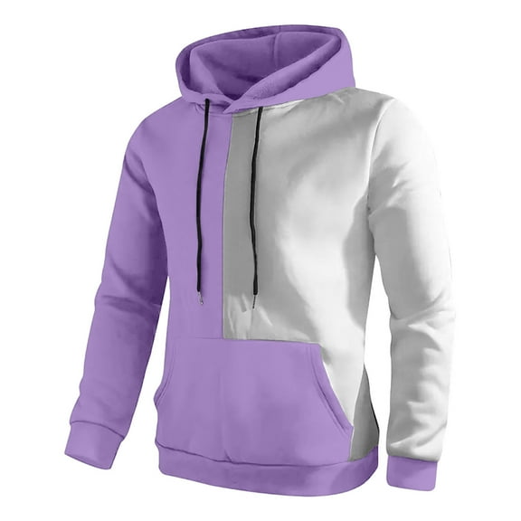 Krdevn Hoodies for Men - Men's 3D Casual Part Print Hooded Pullover Long Sleeve Drawstring Hooded Sweater Tops - Sweatshirts for Men,Color:Purple,Size:4XL