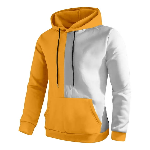 Krdevn Hoodies for Men - Men's 3D Casual Part Print Hooded Pullover Long Sleeve Drawstring Hooded Sweater Tops - Sweatshirts for Men,Color:Yellow,Size:4XL