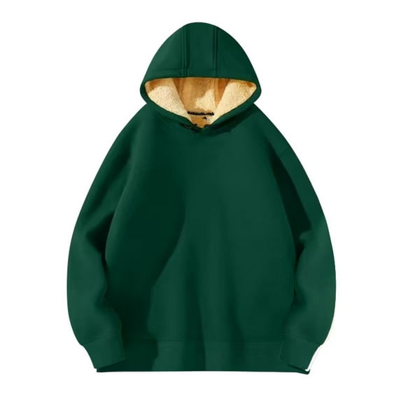 Krdevn Hoodies for Men - Men's Pullover Hoodie Thick Lined Pocket Winter Windproof Warm Hoodie Athletic Sweatshirts - Sweatshirts for Men,Color:Green,Size:XXL