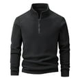 thumbnail image 1 of Krdevn Hoodies for Men - Jacket Mens Standing Collar Sweatshirt Long Sleeve Half Cardigan - Sweatshirts for Men,Color:Black,Size:XL, 1 of 8