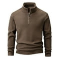 thumbnail image 1 of Krdevn Hoodies for Men - Jacket Mens Standing Collar Sweatshirt Long Sleeve Half Cardigan - Sweatshirts for Men,Color:Coffee,Size:XXL, 1 of 4