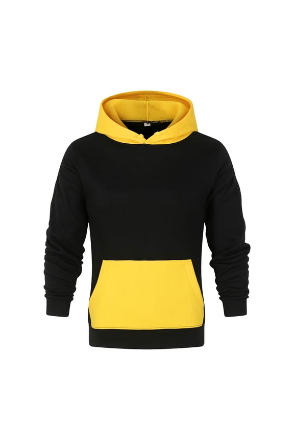 Hoodies for Men - Man Spring Autumn and Winter Outdoor Casual Daily Trend Hoodie Sweatshirt - Sweatshirts for Men,Color:Yellow,Size:S