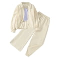 thumbnail image 1 of Krdevn Kids 2 Piece Set Striped Long Sleeve Shirt with Straight Leg Pants for Boys Girls Spring Summer Casual Outfit Comfy Elastic Waist,10-11 Years, 1 of 6