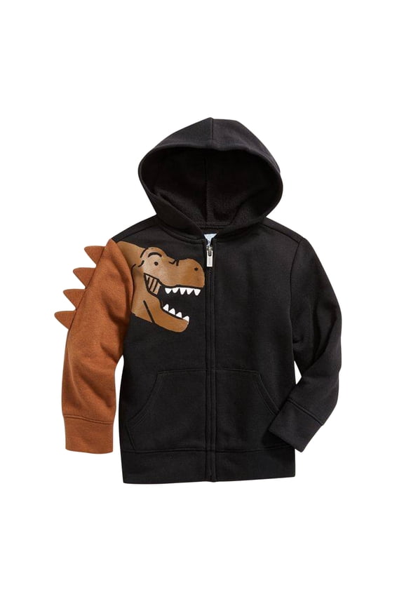 Kids 3D Dinosaur Spike Color Block Graphic Full Zip Up Hoodie Kangaroo Pocket Long Sleeve Soft Boys Casual Outerwear Sweatshirt Jacket,4-5 Years