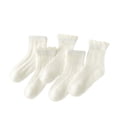 thumbnail image 1 of Krdevn Kids' 5-Pack White Crew Socks, Breathable Thin Fabric with Fun Prints & Stripes, Casual Fashion Socks for Summer,XL, 1 of 3