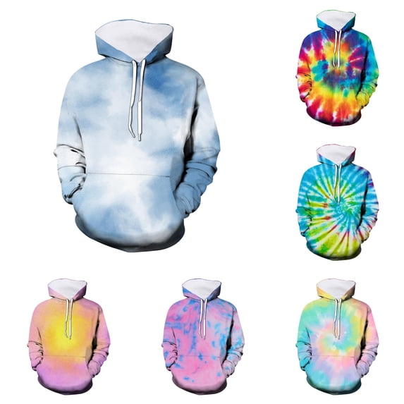 Krdevn Kids All Over Swirl 3D Digital Tie Dye Graphic Pullover Hoodie Kangaroo Pocket Soft Casual Sweatshirt,11-12 Years