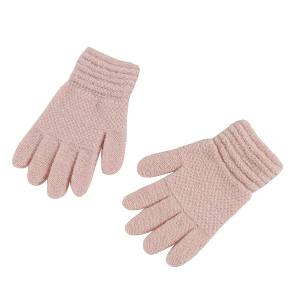 Krdevn Kids Baby Girls Boys Winter Warm Solid Knitted Flip Finger Mittens Gloves