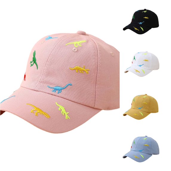 Krdevn Kids Baseball Cap Colorful Dinosaur Embroidery Adjustable Lightweight Sun Hat for Unisex Toddler Boys Girls Spring Summer Autumn Outdoor Daily Casual Wear