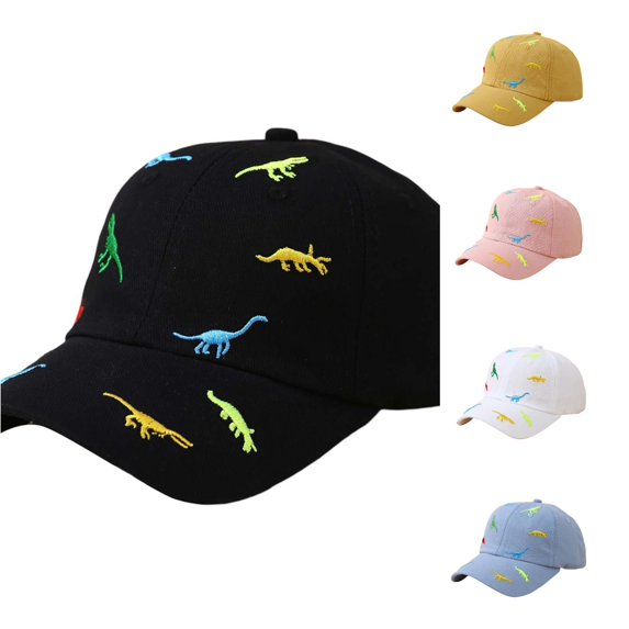 Krdevn Kids Baseball Cap Colorful Dinosaur Embroidery Adjustable Lightweight Sun Hat for Unisex Toddler Boys Girls Spring Summer Autumn Outdoor Daily Casual Wear