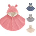 thumbnail image 1 of Krdevn Kids Bear Ear Hooded Cape Poncho, Button Front Lined Teddy Cloak, Soft Warm Outerwear for Autumn Winter Daily Outdoor Wear,2-4 Years, 1 of 6