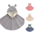 thumbnail image 1 of Krdevn Kids Bear Ear Hooded Cape Poncho, Button Front Lined Teddy Cloak, Soft Warm Outerwear for Autumn Winter Daily Outdoor Wear,6-8 Years, 1 of 6