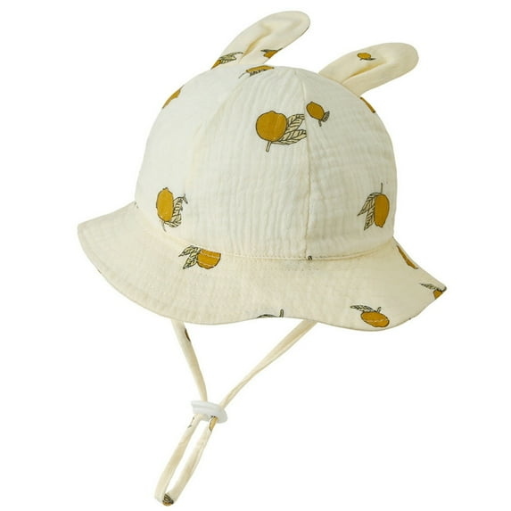 Krdevn Kids' Bear Print Bunny Sun Hat, Adjustable Breathable Fisherman Cap, Lightweight Summer Hat for Beach & Outdoor Play,0-12 Months