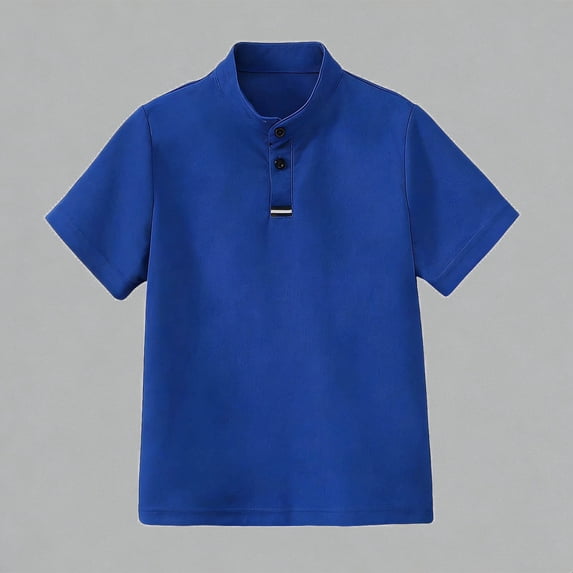 Krdevn Kids Boys Girls Solid Stand Collar Short Sleeve Polo Shirt Casual Summer School Uniform Top,5-6 Years