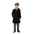 thumbnail image 1 of Krdevn Kids Boys Notched Lapel Double Trench Coat with Belt Lightweight Windproof Mid Long Casual Formal Outerwear for Autumn Daily Wear,13-14 Years, 1 of 5