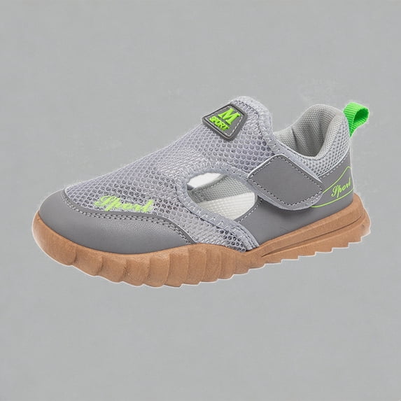 Krdevn Kids' Breathable Mesh Sport Sneakers, Adjustable Hook and Loop Strap, Soft Sole Beach Shoes for Spring, Summer,Sizes 9.5