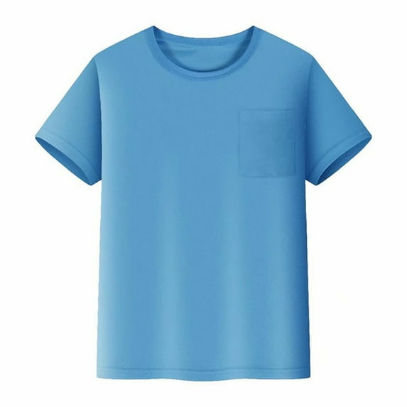 Krdevn Kids' Breathable Mesh T-Shirt, Short Sleeve Soft Cotton Tee with Pocket, Cute Plain Top for Toddler & Children, Comfortable Playwear,Size:9-10 Years