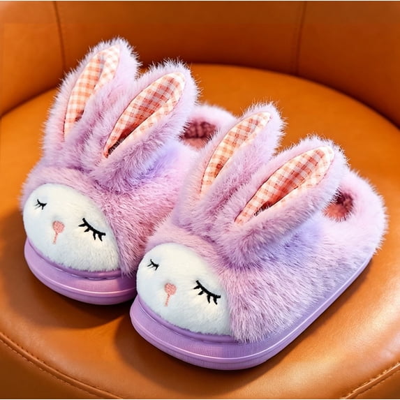Krdevn Kids Bunny Cute Animal Slippers Soft Plush Build Cuddly ...