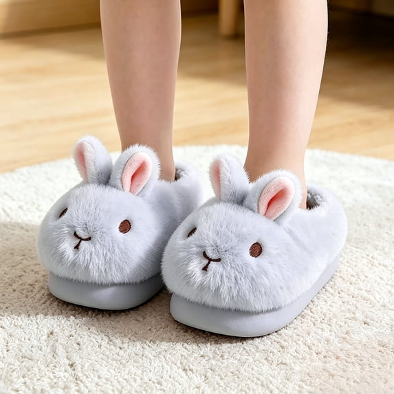 Krdevn Kids Bunny Cute Animal Slippers Soft Plush Build Cuddly ...