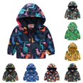 thumbnail image 1 of Krdevn Kids Cartoon Print Hooded Jacket Full Zip Windproof Outerwear Long Sleeve Casual Coat for Boys Girls Outdoor Wear,12-18 Months, 1 of 4