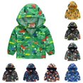 thumbnail image 1 of Krdevn Kids Cartoon Print Hooded Jacket Full Zip Windproof Outerwear Long Sleeve Casual Coat for Boys Girls Outdoor Wear,18-24 Months, 1 of 4
