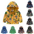 thumbnail image 1 of Krdevn Kids Cartoon Print Hooded Jacket Full Zip Windproof Outerwear Long Sleeve Casual Coat for Boys Girls Outdoor Wear,4-5 Years, 1 of 4
