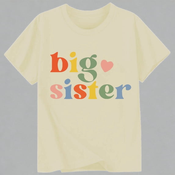 Krdevn Kids Casual Big Sister Short Sleeve T-Shirt Soft Comfy Summer Everyday Wear for Girls,10-11 Years