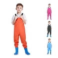 thumbnail image 1 of Krdevn Kids Chest Waders Waterproof Overalls with Integrated Boots Adjustable Straps Durable Water Resistant Waders for Outdoor Play Activities,7-8 Years, 1 of 6