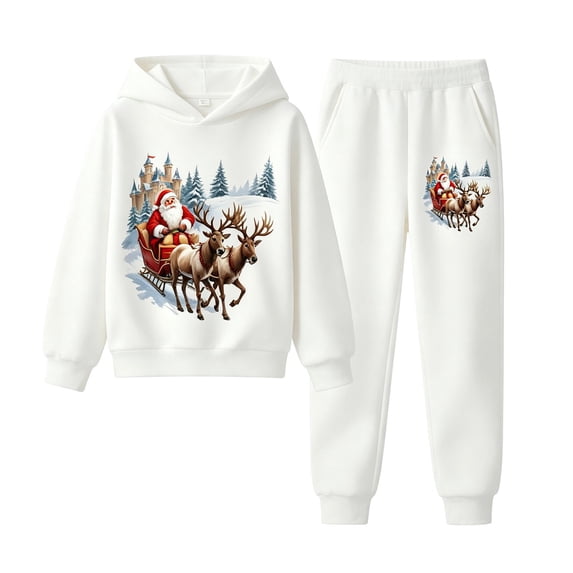 Krdevn Kids Christmas Hoodie and Pants Set 2 Piece Long Sleeve Hooded Sweatshirt with Jogger Pants Toddler Boys Girls Holiday Casual Outfit Clothing