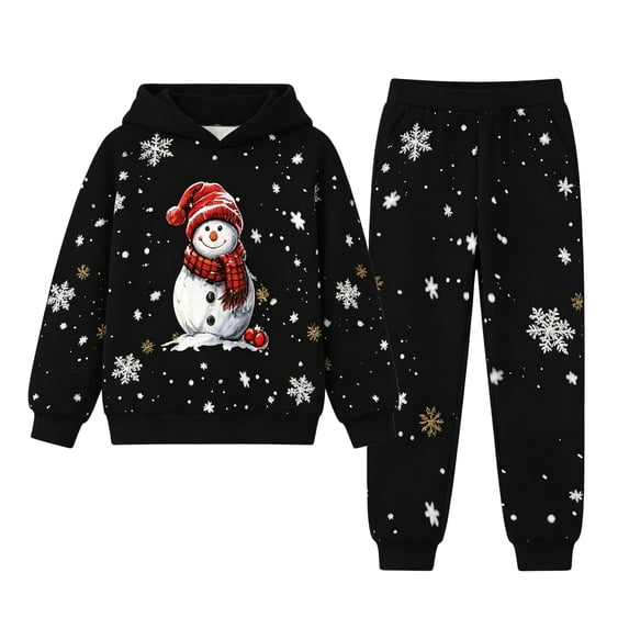 Krdevn Kids Christmas Hoodie and Pants Set 2 Piece Long Sleeve Hooded Sweatshirt with Jogger Pants Toddler Boys Girls Holiday Casual Outfit Clothing