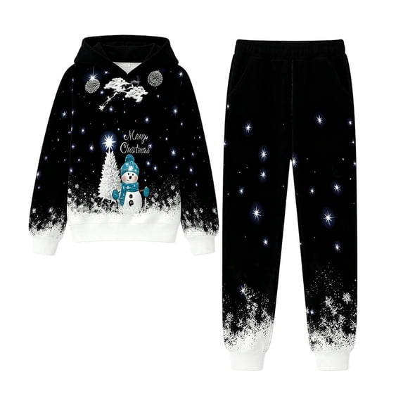 Krdevn Kids Christmas Hoodie and Pants Set 2 Piece Long Sleeve Hooded Sweatshirt with Jogger Pants Toddler Boys Girls Holiday Casual Outfit Clothing