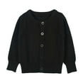 thumbnail image 1 of Krdevn Kids Cotton Cardigan - Button-Front Crew Neck Sweater - Soft Lightweight Layering Piece for Fall,Color:Black,Size:3-4 Years, 1 of 3